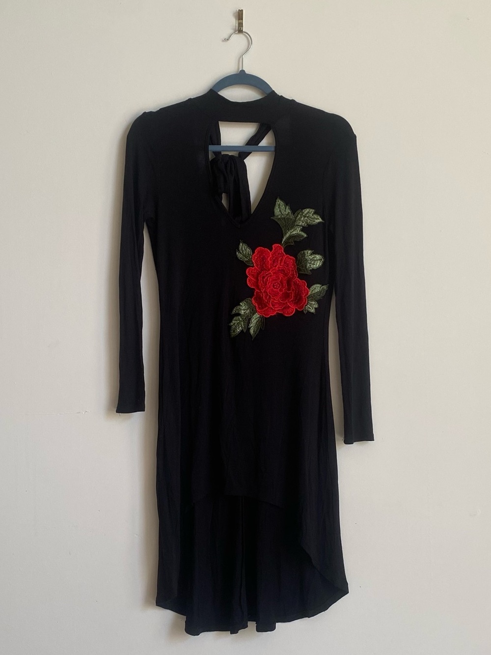 Little Black Rose Halter Dress
